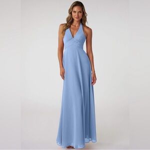 Azazie Tessie Chiffon Bridesmaid Dress in steel blue